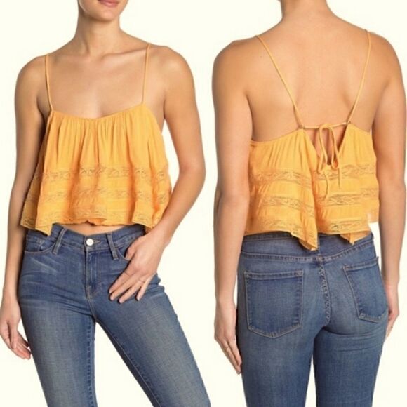NEW FREE PEOPLE Home Again Cami Orange Tank Top - Picture 4 of 12